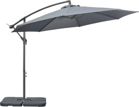 Outsunny Parasol przeciwsłoneczny Parasol ogrodowy, z stojakiem krzyżowym, odporny na warunki atmosferyczne, 292 cm x 292 cm x 247 cm, Szary