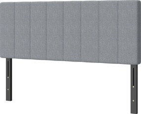 HOMCOM Zagłówek 3-stopniowo regulowany zagłówek łóżka z metalowymi nóżkami wygląd lnu do sypialni 160x10x106/116/126 cm Szary | Aosom PL