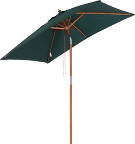 Outsunny Parasol Ogrodowy Gięty Drewno Jodłowe Poliester Zielony 200x150x230cm | Aosom PL