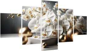 Obraz - Orchidea i złote kule (125x70 cm)
