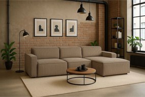 Narożnik w kształcie L Cursal, tkanina Poso, Ciemnobeżowy, Prawy