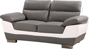 Sofa "Dallas" ze skóry odtworzonej i PVC - 169 x 88 x 90 cm - 2-osobowa - Szary/Biały
