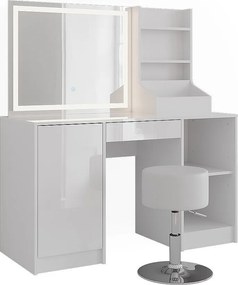 Stół do toalety biały/biały wysoki połysk 128.2x50.1x76 sherry