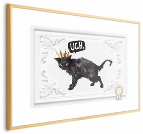 Plakat Kot w koronie 30x21 cm z ramą złotą z marginesem ARTGEIST B