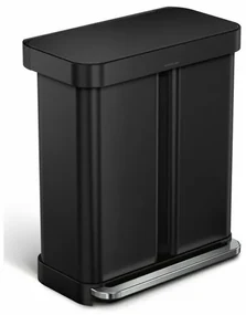 Simplehuman Prostokątny kosz na pedały z kieszeniąna torbę 34 + 24 l, czarny