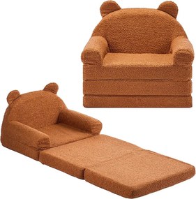 Fotel SucceBuy dla Dzieci Przekształcalny 2w1, Składane i Miękkie Łóżko Kanapowe, z Podłokietnikami, z Gąbki 28D i Polarowej, Sofa dla Maluchów