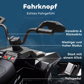 AIYAPLAY Elektryczny Quad dla Dzieci, 24V Pojazd z 4 Kołami, Reflektory, Port USB, Funkcja MP3, 6,5 km/h, 3-8 lat
