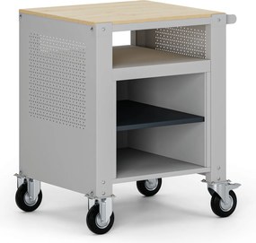 Mobilny kontener G9, 2 półki, 675 x 595 x 865-1130 mm, szary/grafitowy