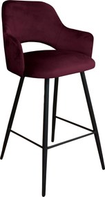 Hoker Milano krzesło barowe tkanina Welur podstawa metalowa : Kolor nogi - Czarna stożek, Kolor tkaniny - VELVET - MG02, Typ siedziska - Siedzisko stałe
