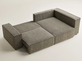 Brązowy rozkładany/ze schowkiem narożnik z tkaniny szenilowej (prawostronny/w kształcie litery L) Tonga – Maison de Rêve