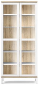 Biało-naturalna witryna w dekorze dębu 89x203x36 cm Roomers – Tvilum