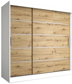 Szafa przesuwna biały + dąb artisan 200 cm - Bohosa 6X