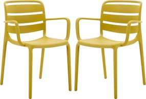 Zestaw 2 foteli ogrodowych sztaplowanych z polipropylenu - Żółty - MOAH marki MYLIA