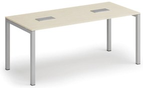 Stół konferencyjny PRIMO SQUARE, 180x80 cm, brzoza + 2x port blatowy TYP VI, srebrny