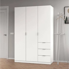 Szafa 3-drzwiowa z 3 szufladami, biała, wys. 180 cm - NOÉ
