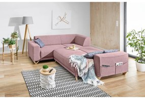 Różowy rozkładany/ze schowkiem narożnik (lewostronny/w kształcie litery L) Classy Sophie – Miuform