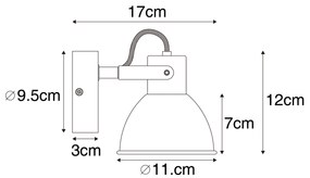 Industrialny reflektor czarny z drewnem, regulowany - Tommy