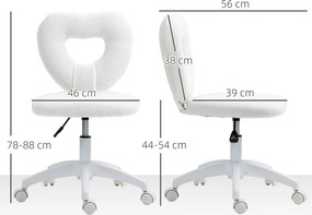 HOMCOM Fotel Biurowy, Sercowate Oparcie, Obity, Biały