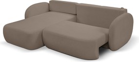 Masseno Narożnik AMICO z funkcją spania i pojemnikiem na pościel Narozniki L, Rozkładana sofa - Brązowy, SICURO 45