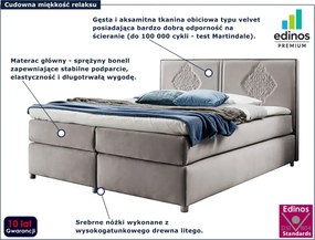 Jasnoszare łóżko kontynentalne boho 5 rozmiarów G1-F59