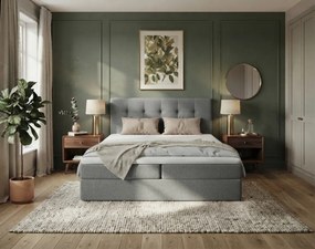 Tapicerowane łóżko boxspring DIRELIS TRINITY 160x200 cm szare Materac: Materac sprężynowy Bonell