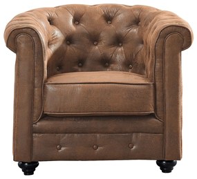 Fotel CHESTERFIELD z mikrofibry o wyglądzie postarzonej skóry