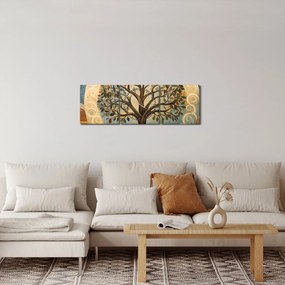 Obraz – Drzewo życia i spirale (z zegarem) (90x30 cm)