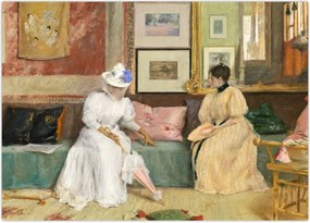Obraz - William Merritt Chase, A Friendly Call, reprodukcje (70x50 cm)