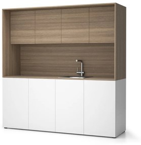 Kuchnia biurowa NIKA ze zlewem i kranem 1963 x 600 x 2000 mm, dąb naturalny, prawo