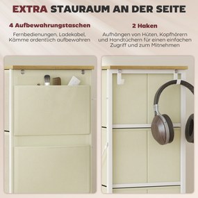 HOMCOM Komoda do sypialni z 8 materiałowymi szufladami, stalowymi wzmocnieniami, drewnianą powierzchnią, 4 kieszeniami do przechowywania, 2 haczykami, Beżowa