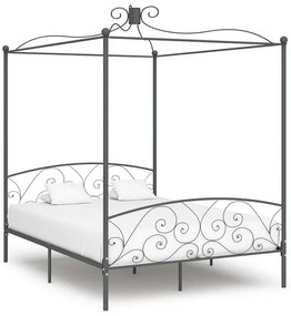 Szare metalowe łóżko z baldachimem 160x200 cm - Ifrexi