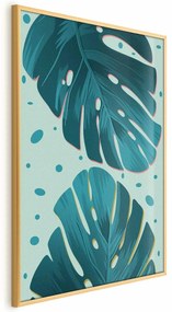 Plakat Zroszone liście 21x30 cm z ramą złotą bez marginesu ARTGEIST B