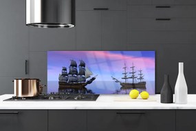 Panel Szklany Kolorowe Łodzie Na Falach