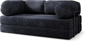 Masseno Sofa piankowa ALVIO z funkcją spania, Kanapa z pianki do salonu, Bezmontażowa, Tkanina sztruksowa – Czarny TILIA 100