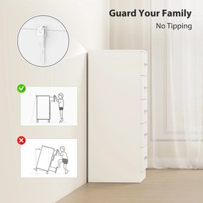 HOMCOM Komoda z 5 szufladami, komoda do ubrań i rzeczy, płyta wiórowa, biały