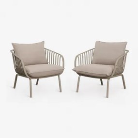 Zestaw 2 Foteli Ogrodowych Z Stali I Polipropylenu Aradina Moka Brown - Sklum