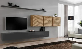 Meblościanka SWITCH LAMEL VII szara/dąb wotan ASM Meble