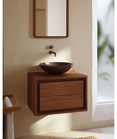 Ciemnobrązowa wisząca szafka pod umywalkę z litego drewna tekowego 60x40 cm Kenta – Kave Home
