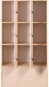 Drewniana szafka skrytkowa, 9 schowków, 1700 x 900 x 420 mm, zamek cylindryczny, orzech