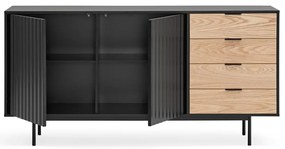 Czarno-naturalna niska komoda w dekorze dębu 159x80 cm Sierra – Teulat