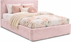 Tapicerowane łóżko pluszowe z zagłówkiem pudrowy róż 3 rozmiary H9-M06