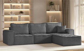 Narożnik w kształcie L Bohoo Maxi, tkanina Raven, Ciemnoszary, Prawy