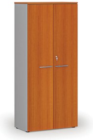 Szafa biurowa z drzwiami PRIMO GRAY, 800 x 420 x 1781 mm, szary/wiśnia