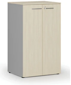 Szafa biurowa z drzwiami PRIMO GRAY, 3 półki, 1335 x 800 x 640 mm, szary/brzoza