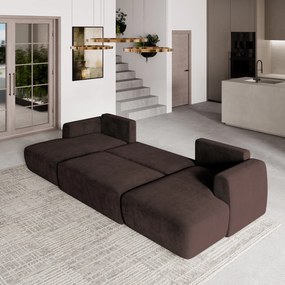 Masseno Narożnik SENTUM z funkcją spania i pojemnikiem na pościel Narozniki U, Rozkładana sofa - Brązowy, KRONOS 06