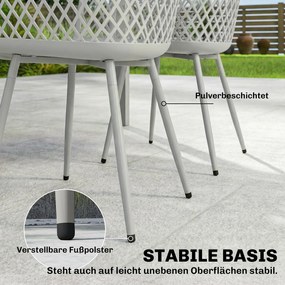 Outsunny Zestaw 4 krzeseł ogrodowych odpornych na UV z tworzywa z podłokietnikami i oparciami 56 x 51 x 84 cm szare | Aosom PL