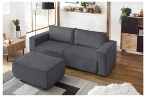 Ciemnoszara sztruksowa rozkładana sofa 245 cm Nihad – Bobochic Paris