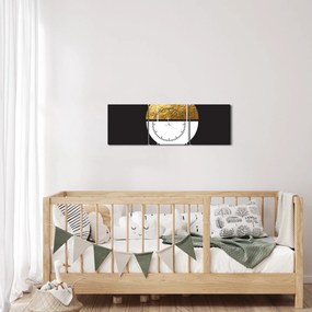 Obraz - Abstrakcja złoto i czerń N⁰1 (z zegarem) (90x30 cm)