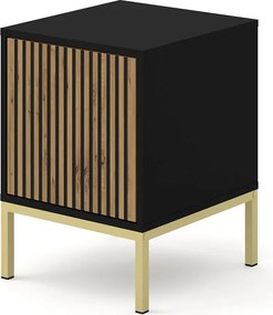 Czarny kontenerek z lamelowym frontem dąb artisan K5-W46