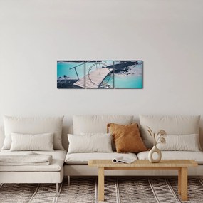 Obraz drewnianego mostu (z zegarem) (90x30 cm)